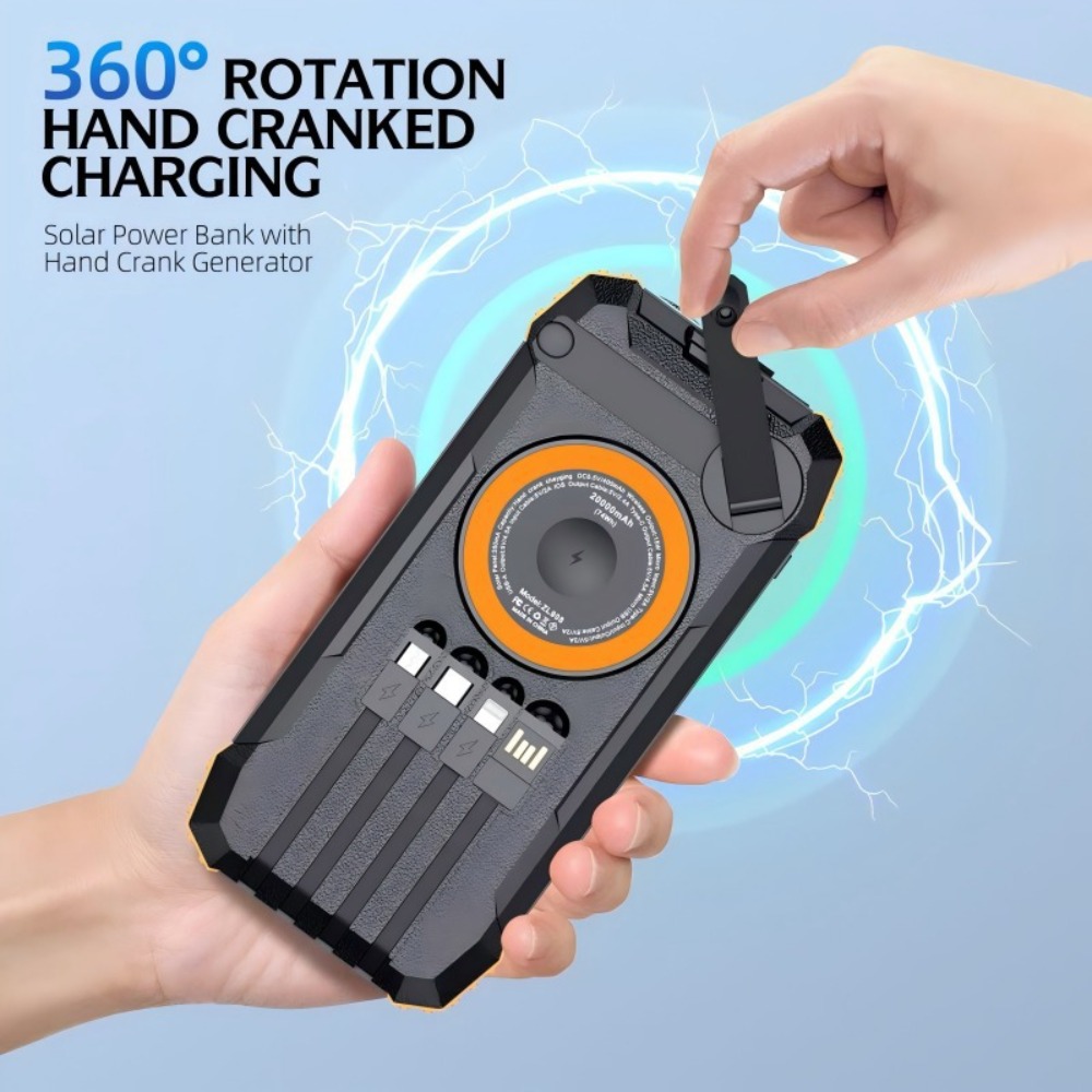 새로운 50000mAh 태양광 보조 배터리 핸드 크랭크 - Solar Emergency Charger 리뷰 및 가격